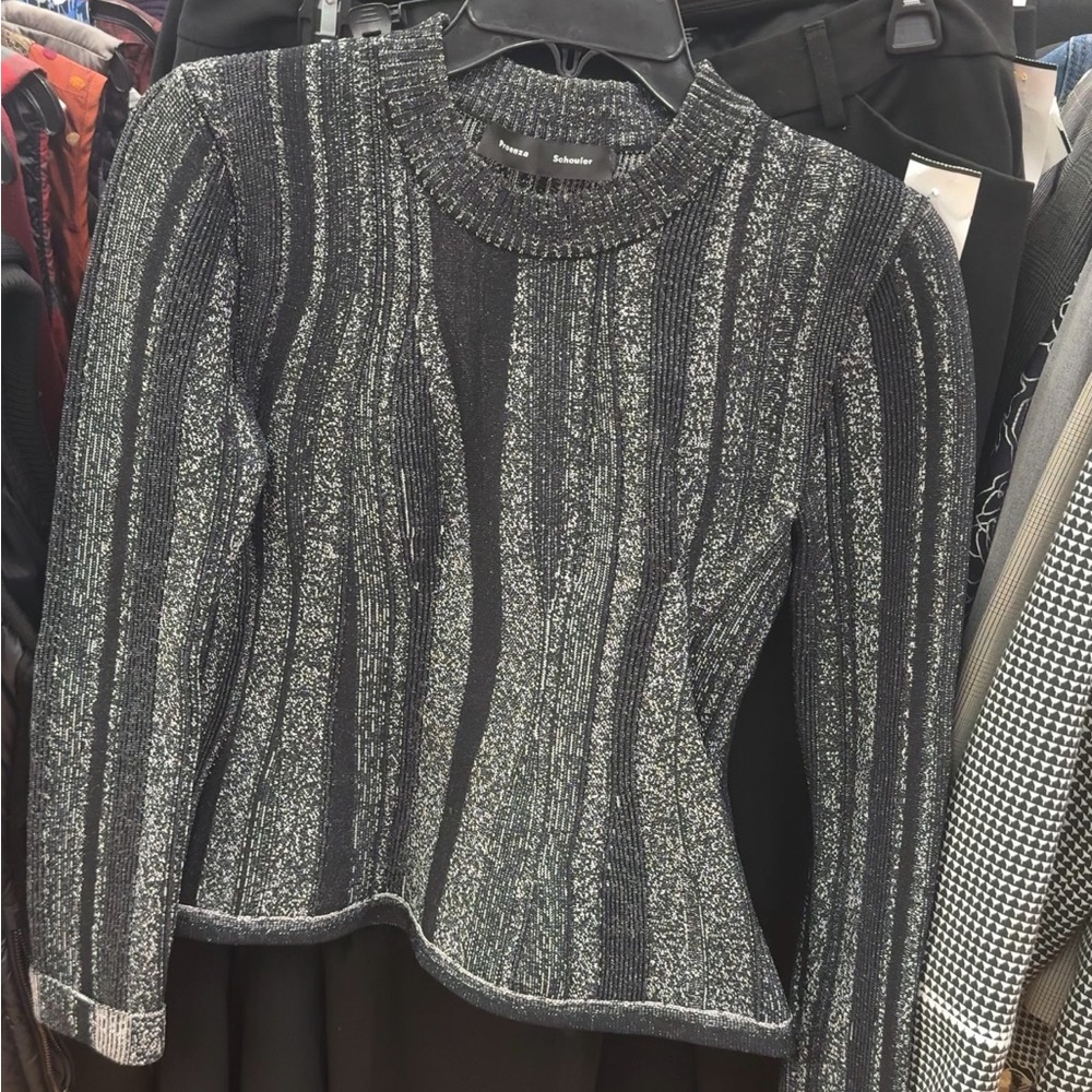 Proenza Scouler Ottoman Metallic Peplum Knit Top Sz S - Picture 5 of 6